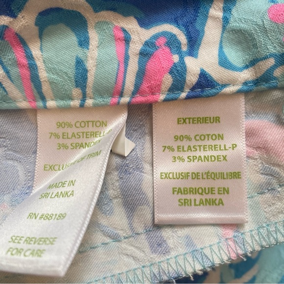 Lilly Pulitzer “Bay Blue Into the Deep” Cropped Cotton Ankle Pants Size 8 - Picture 5 of 6